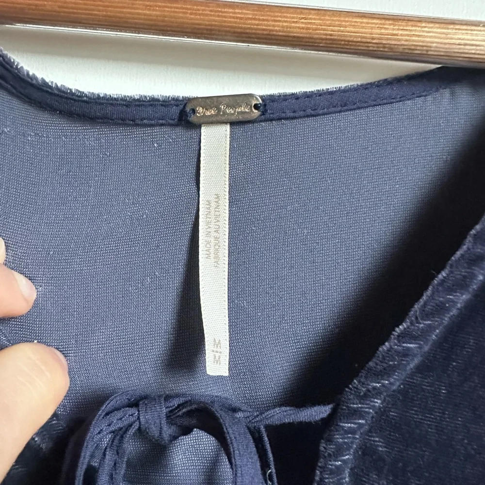 Free People Navy Velvet Mini Dress - Picture 3 of 5